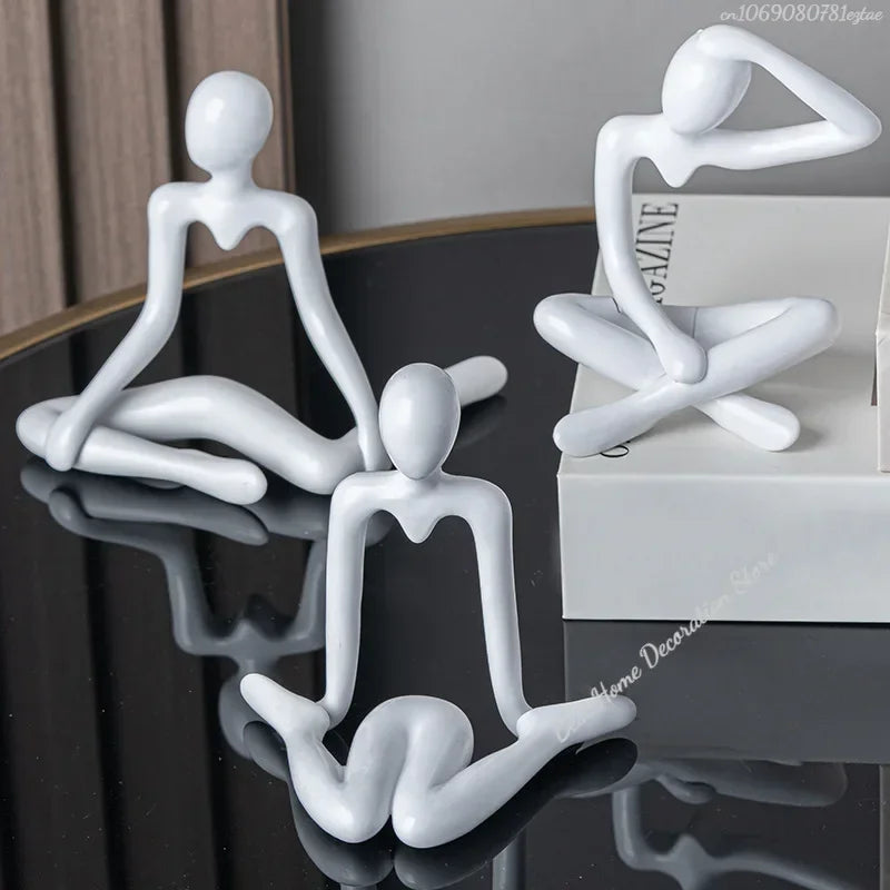 1pc Plastic Thinker Statues Abstract Mini Characters Figurines Home Office Study Room Bookshelf Decor Accessories