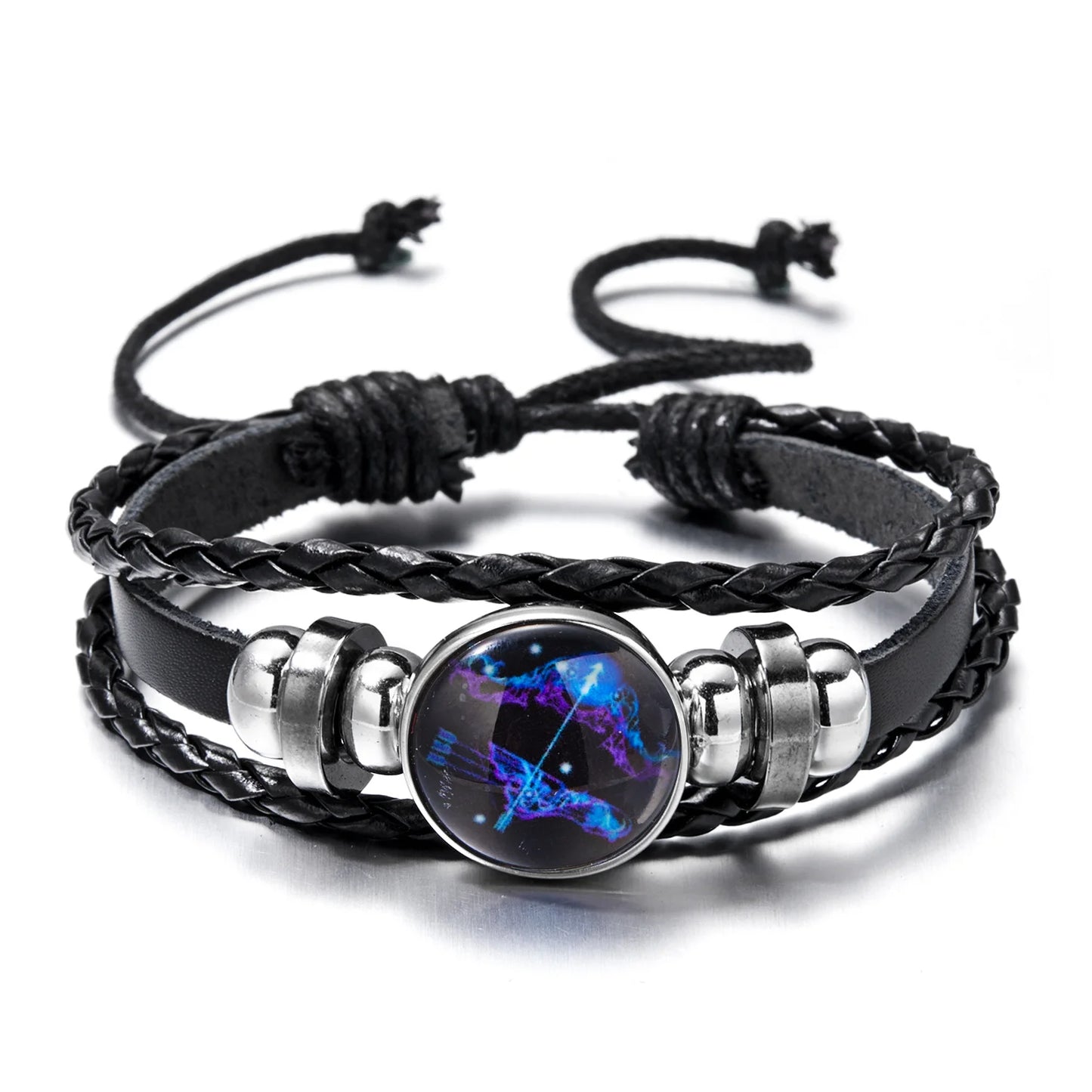 12 Constellation Zodiac Sign Charm Luminous Bracelets Men Vintage Multilayer Wrap Leather Bracelet & Bangle Birthday Gift