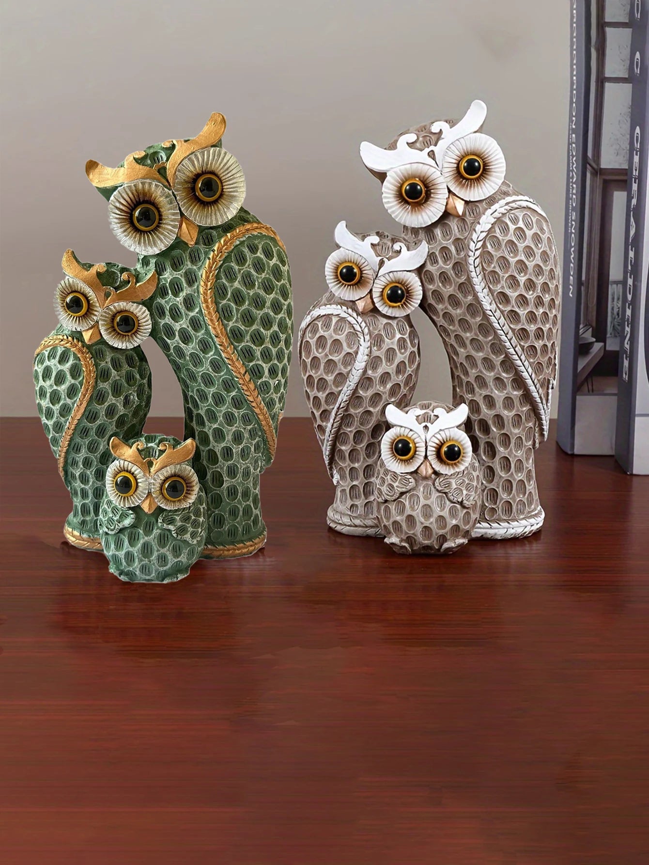 1pc Resin Owl Family Animal Decoration,Home Decor,Living Room,Bookshelf,Wine Cooler,TV Stand Decoration