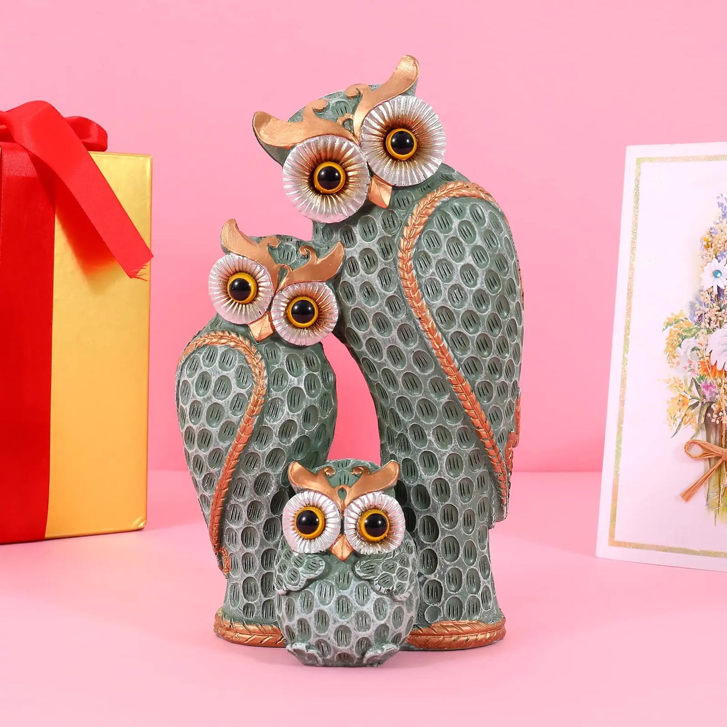 1pc Resin Owl Family Animal Decoration,Home Decor,Living Room,Bookshelf,Wine Cooler,TV Stand Decoration