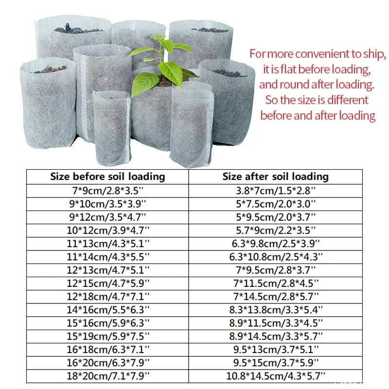 100-500pcs Non-woven Fabric Seeding Bags Plant Grow Bags Seed Nursery Bag Garden Seedling Growing Planter Pots Biodegradable