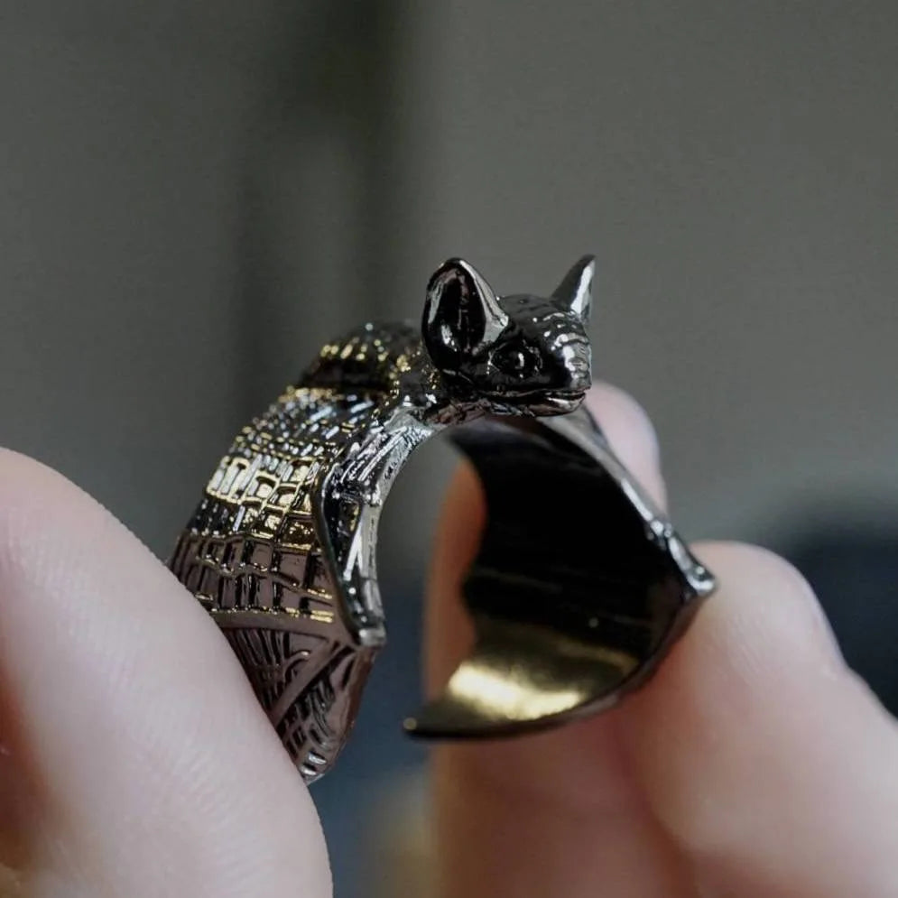 1 Piece Men Vintage Animal Bat Open Adjustable Ring Halloween Personality Wing Ring