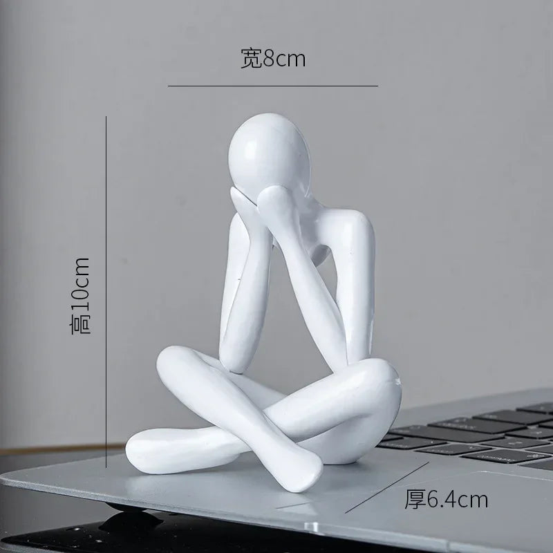 1pc Plastic Thinker Statues Abstract Mini Characters Figurines Home Office Study Room Bookshelf Decor Accessories