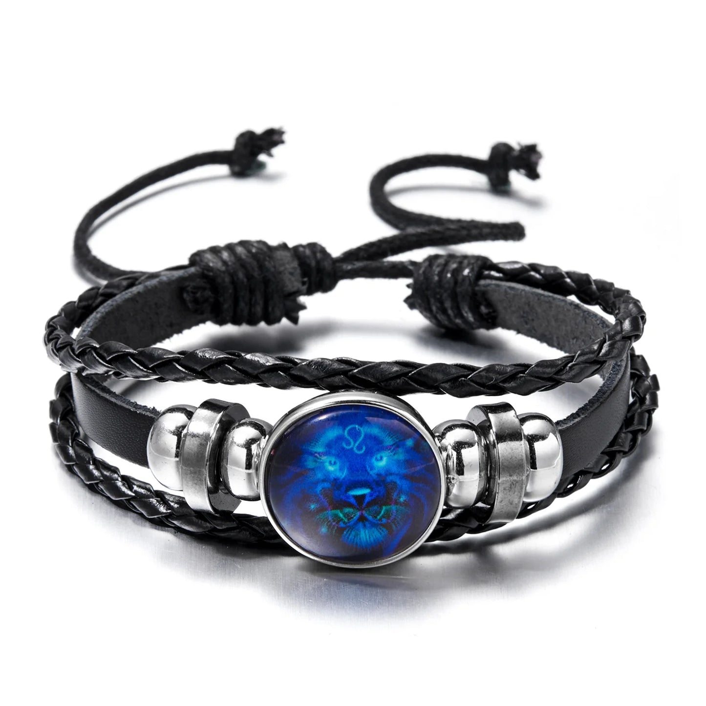 12 Constellation Zodiac Sign Charm Luminous Bracelets Men Vintage Multilayer Wrap Leather Bracelet & Bangle Birthday Gift