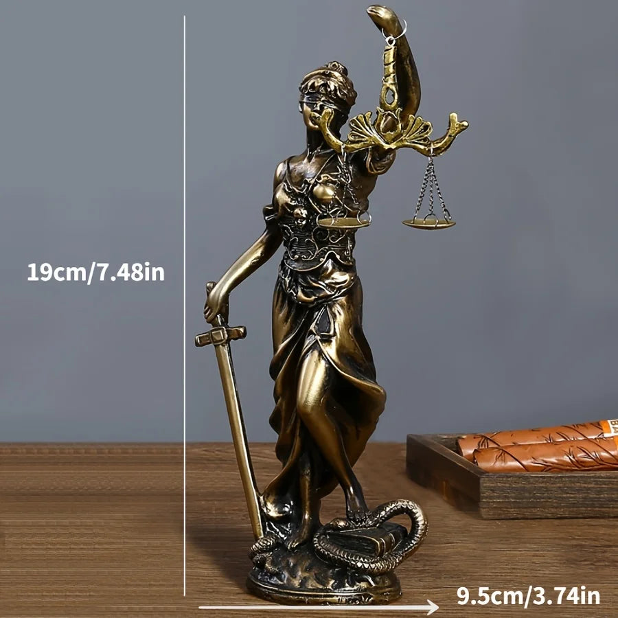 1 piece of resin imitation copper goddess of justice ornaments, retro home decoration desk ornaments European style creative liv