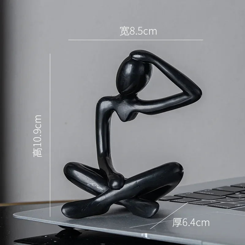 1pc Plastic Thinker Statues Abstract Mini Characters Figurines Home Office Study Room Bookshelf Decor Accessories