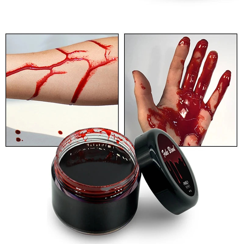 1 Bottle Body Paint Fake Blood Face Make Up Scary Halloween Wound Bruises Fake Scars for Cosplay Makeup Fancy Carnival Party 15g