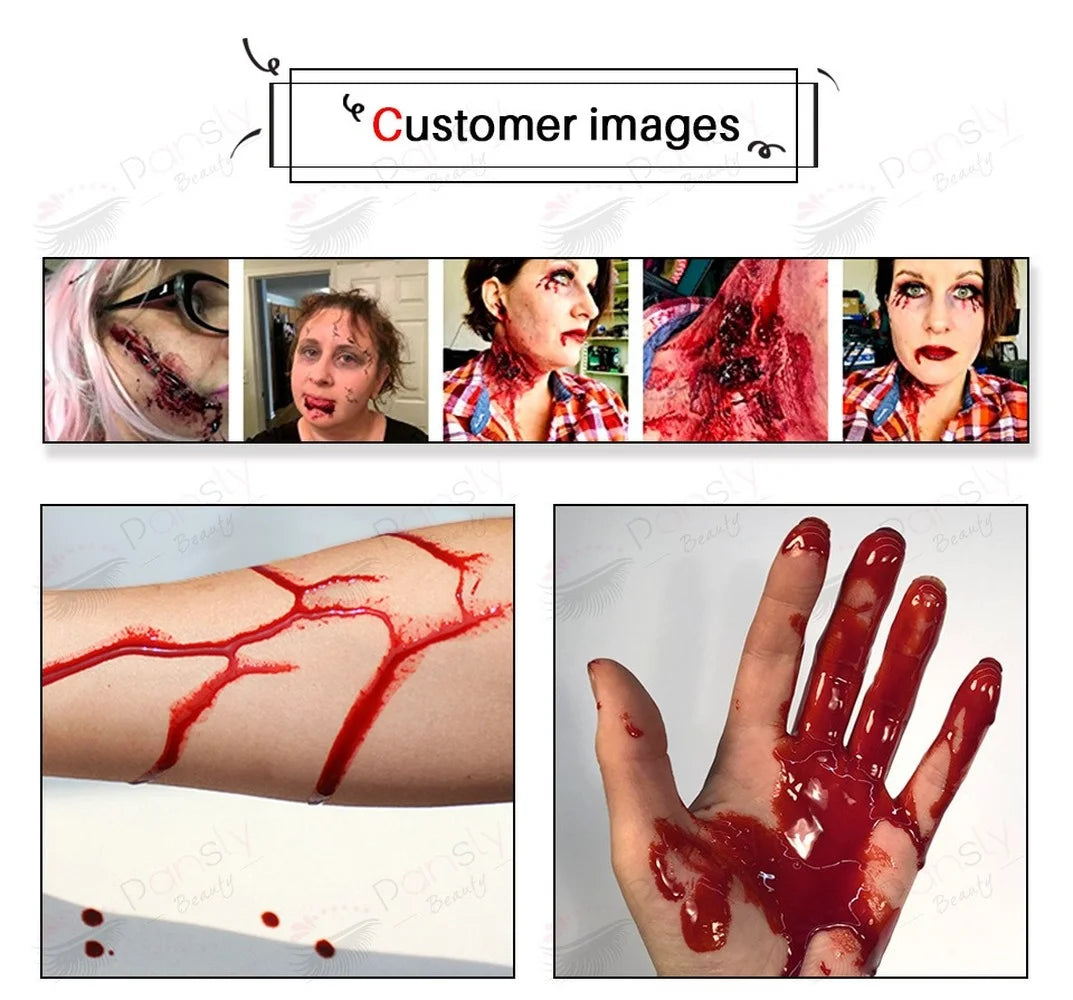 1 Bottle Body Paint Fake Blood Face Make Up Scary Halloween Wound Bruises Fake Scars for Cosplay Makeup Fancy Carnival Party 15g