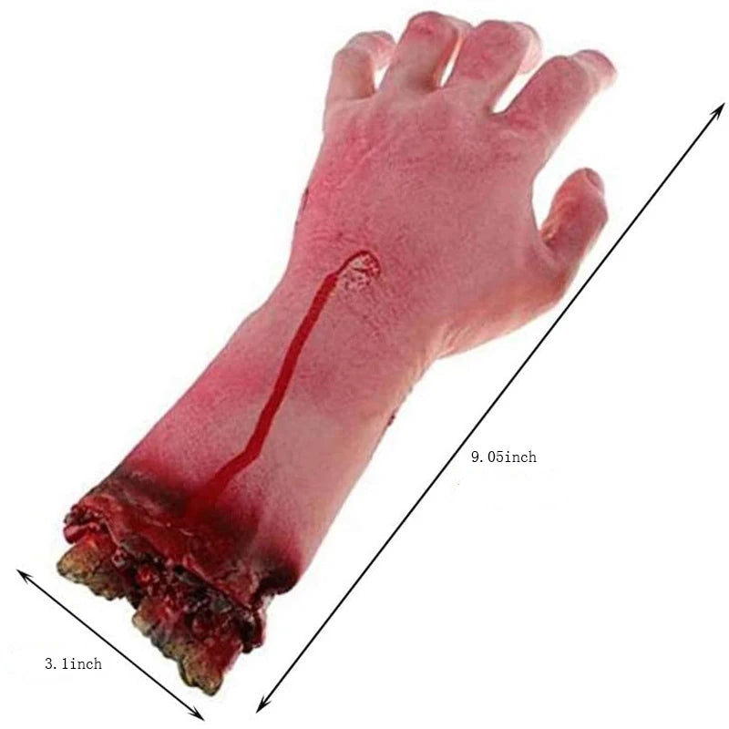 1/2PCS Bloody Fake Broken Severed Human Hands Arm Scary Cut Off Bloody Hand Life Size Halloween Prop Haunted Party Decoration