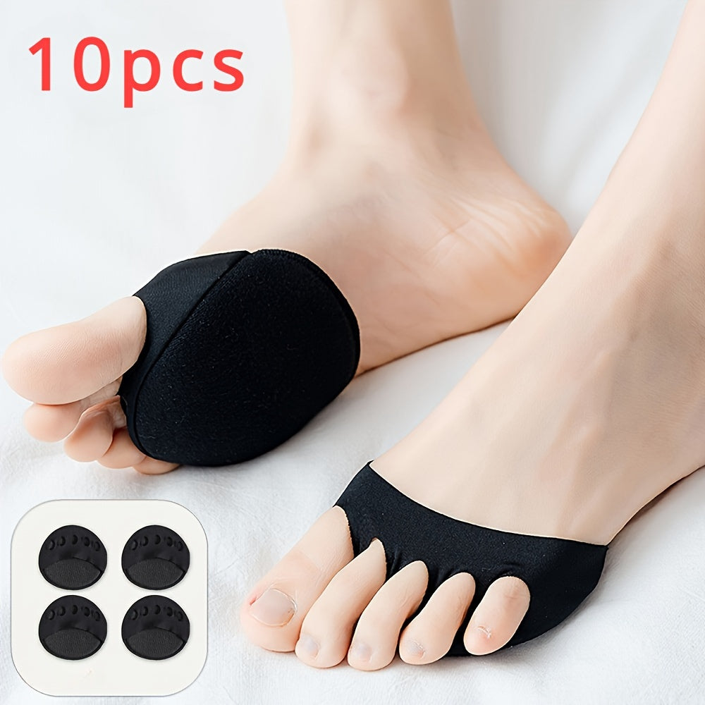 10-Pack Knit Fabric Forefoot Pads for Women, High-Heel Insoles, Breathable Non-Slip Toe Separators, Soft Comfort Foot Cushions