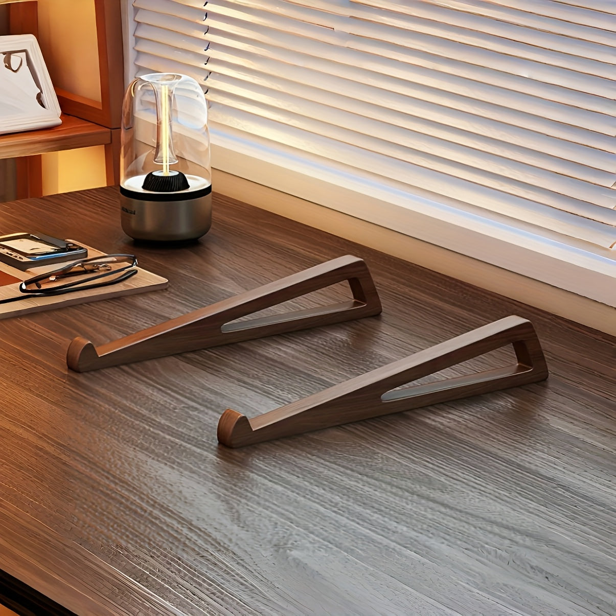 2pcs Ergonomic Bamboo Laptop Stand